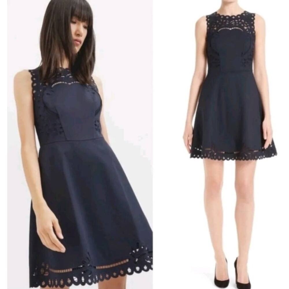 Ted Baker Verony Eyelet A-Line Lace Panel Sleeveless Mini Dress | 0